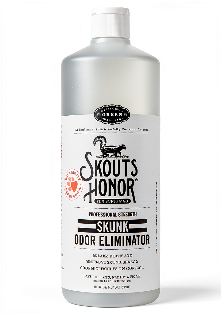 Applying Skout's Honor Skunk Odor Eliminator to a carpet