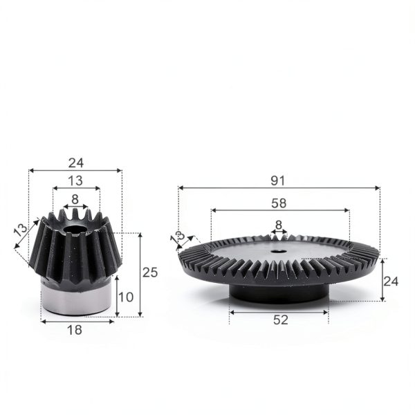 Bevel Gear 1.5M 15 Teeth + 60 Teeth Precision Set by BJWFL 1:4 Ratio-1