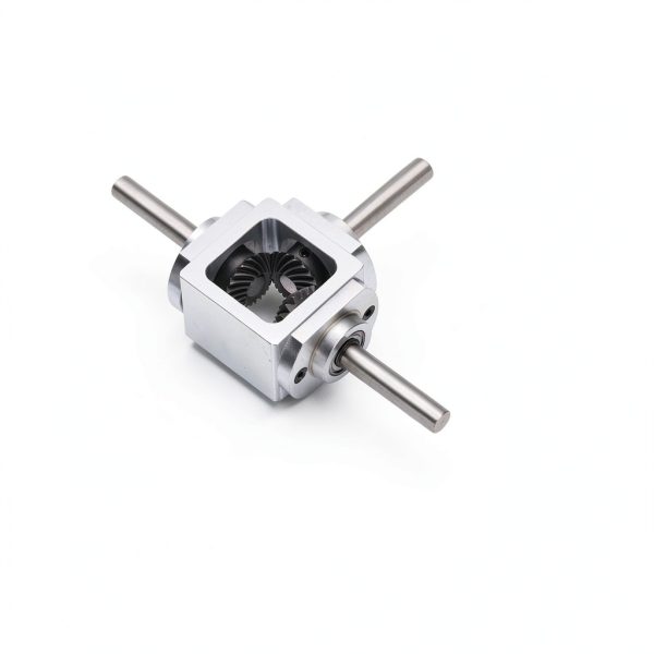 uxcell Gear Box 90 Degree Right Angle Bevel Gearbox 1:1 Reversing Double Output Shaft 1 Module 20 Teeth Bevel Gear Aluminum Frame Simple Mechanical DIY Module with 8mm Shaft-1