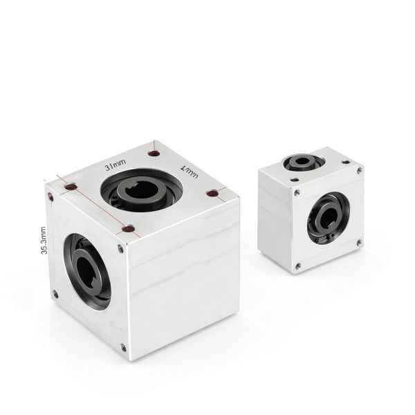 uxcell 90 Degree Right Angle Bevel Gearbox 1:1 Forward and Reverse Double Output Shaft 1 Module 20 Teeth Bevel Gear Aluminum Frame Simple Mechanical DIY Module 10mm Shaft(Bore with Keyway-1