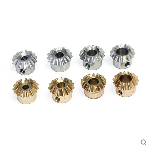 Pinion Gear 2PCS 0.8M 15T Bevel Pinion Gear 1:1 Bevel Gear 3mm 4mm 5mm 6mm 6.35mm Bore Hole 0.8 Module 15 Teeth Brass Bevel Gear M3 Screw bore Shaft (Color : 0.8M 15T, Size : 4mm Brass)-4